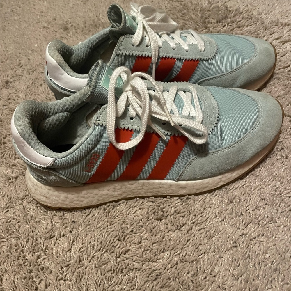 Adidas Light Blue and Orange Sneakers